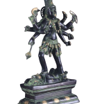 Vintage Brass Kali Mata Statue - 25" Tall, 10 Arms | Black Green Heat Treated Finish | Dashbhuja Kali | Divine Grace & Powerful Presence | Handcrafted Masterpiece